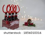 Reindeer themed beer bottles in christmas time