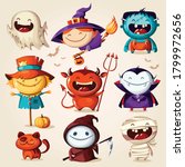 set of halloween cartoon... | Shutterstock .eps vector #1799972656