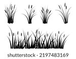 Reeds Grass Silhouette. Black...