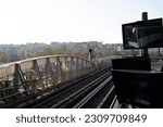 Paris metro with cityscape background