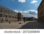 Small photo of Berlin 2021: View over the Schlossplatz, on the left the former Staatsratsgebaude (nowadays housing the ESMT), in the middle the Foreign Office, on the right the Berlin Palace (Humboldt Forum).