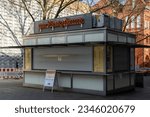 Small photo of Berlin Germany April 10, 2023: Zur Bratpfanne is a popular currywurst joint on Schlosstrase that has been around since 1949.