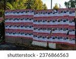 Small photo of Berlin Germany Oct. 18, 2023: Poster showing missing persons cases of innocent civilians kidnapped by Hamas and taken to the Gaza Strip on October 7 as part of the conflict with Israel.