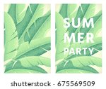 summer party poster. banana... | Shutterstock .eps vector #675569509