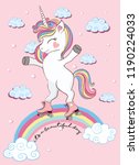 cute magical unicorn skating on ... | Shutterstock .eps vector #1190224033