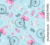 cute flamingo pattern design. | Shutterstock .eps vector #1305879490