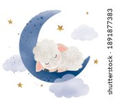 cute little sheep sleeping on... | Shutterstock .eps vector #1891877383