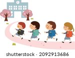 japanese children going to... | Shutterstock .eps vector #2092913686
