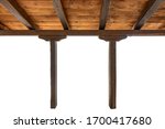 Wooden porch roof isolated on white backgound
