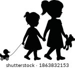 big sister and little sister... | Shutterstock .eps vector #1863832153