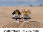 Small photo of Lego storm troopers on the Beach of Scheveningen. The Netherlands