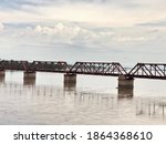Railway bridge running across the chenab river in pakistan