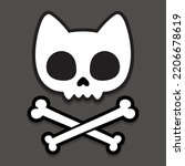 Cute Cartoon Cat Skull And...