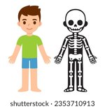 cartoon child skeleton anatomy...