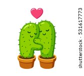 Cactus Hug Vector Drawing. Cute ...