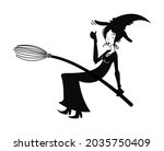 witch on a broomstick outline.... | Shutterstock .eps vector #2035750409