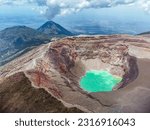 Small photo of Drone shot showing crater lake at Santa Ana Volcano in the central american country of El Salvador.