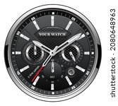 realistic black silver clock... | Shutterstock .eps vector #2080648963