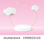 3d podium with paper clouds on... | Shutterstock .eps vector #1900022110