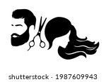 male female hair salon. vector... | Shutterstock .eps vector #1987609943