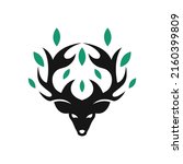 deer head with leaves logo or... | Shutterstock .eps vector #2160399809