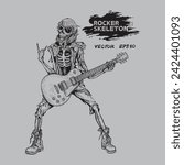 hand drawn of skeleton musician ...