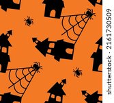 festive scary orange pattern ... | Shutterstock .eps vector #2161730509