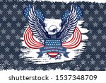Veterans day eagle emblem. American symbol of freedom. Retro color logo of falcon. Eagle detailed logo. Veterans day background.