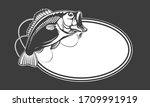 fishing logo. bass fish with... | Shutterstock .eps vector #1709991919