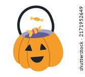 cute halloween pumpkin with... | Shutterstock .eps vector #2171952649