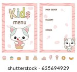 Kids Menu Card With Cute...