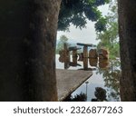 Small photo of bandung-indonesia-july 1 2023: wot batu. one of the tourist attractions in Bandung. contains artwork from sunaryo. stone carving art that has a philosophy of spiritual and transcendental journey