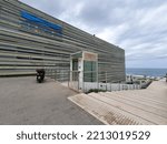 Small photo of Jaffa - Tel Aviv, Israel - October 7, 2022: The Shimon Peres Center for Peace and Innovation sign, nane and logo on the northern building wall. Architects: Massimiliano and Doriana Fuksas.