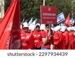 Small photo of Tel Aviv, Israel - May 4, 2023: Demonstrators rallied in front of Rabbinical Court, 33 King David Blvd, protesting against the judicial reform. Political performance inspired by the Handmaid's Tale.