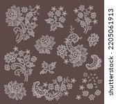 Lace vector elements cliparts collection