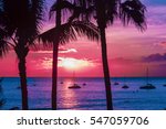 Hawaii Seascape With Palm Trees ...