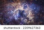 Small photo of Space with stars. Galaxies and nebula. Deep space. Abstract collage from JWST. Astronomy wallpaper. Elements of this image furnished by NASA