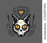 occult cat skull with an eye of ... | Shutterstock .eps vector #1722957493