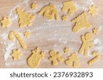 Christmas baking, gingerbread cookies. Making Christmas Cookies with traditional gingerbread cookies ingredients. 