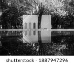 Reflection photography. Art Space or Museum in Parque Lincoln, Polanco, Mexico City, Mexico. 5 January 2021 