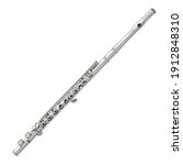 flute woodwind orchestral instrument isolated white background. vector, realism.