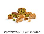 Oriental nice Mixed Baklava sweets isolated on a white background