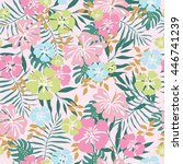 hawaiian seamless pattern with... | Shutterstock .eps vector #446741239