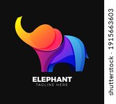colorfull cute elephant vector... | Shutterstock .eps vector #1915663603