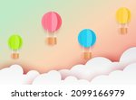 colorful ballon and cloud in... | Shutterstock .eps vector #2099166979