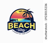 summer beach logo vector... | Shutterstock .eps vector #1923015236