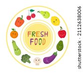 fresh healthy vegetables and... | Shutterstock .eps vector #2112638006