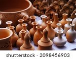 Small photo of Pune, Maharashtra, India - December 25, 2021: Terracotta Artworks of handicraft, on display during the Handicraft Fair in Bhimthadi Jatra, To uplift the culture and tradition with an active platform.