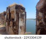Small photo of 2 April 2023, Bhadurgad Dharmaveer gad, Ruins of Bahadur Khan's palace in Bahadurgad, it has been renamed as Dharmaveergad in the memory of Shri Chhatrapati Sambhaji Raje,Pedgaon, Maharashtra, India