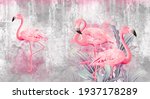 Flamingos On A Texture Photo...